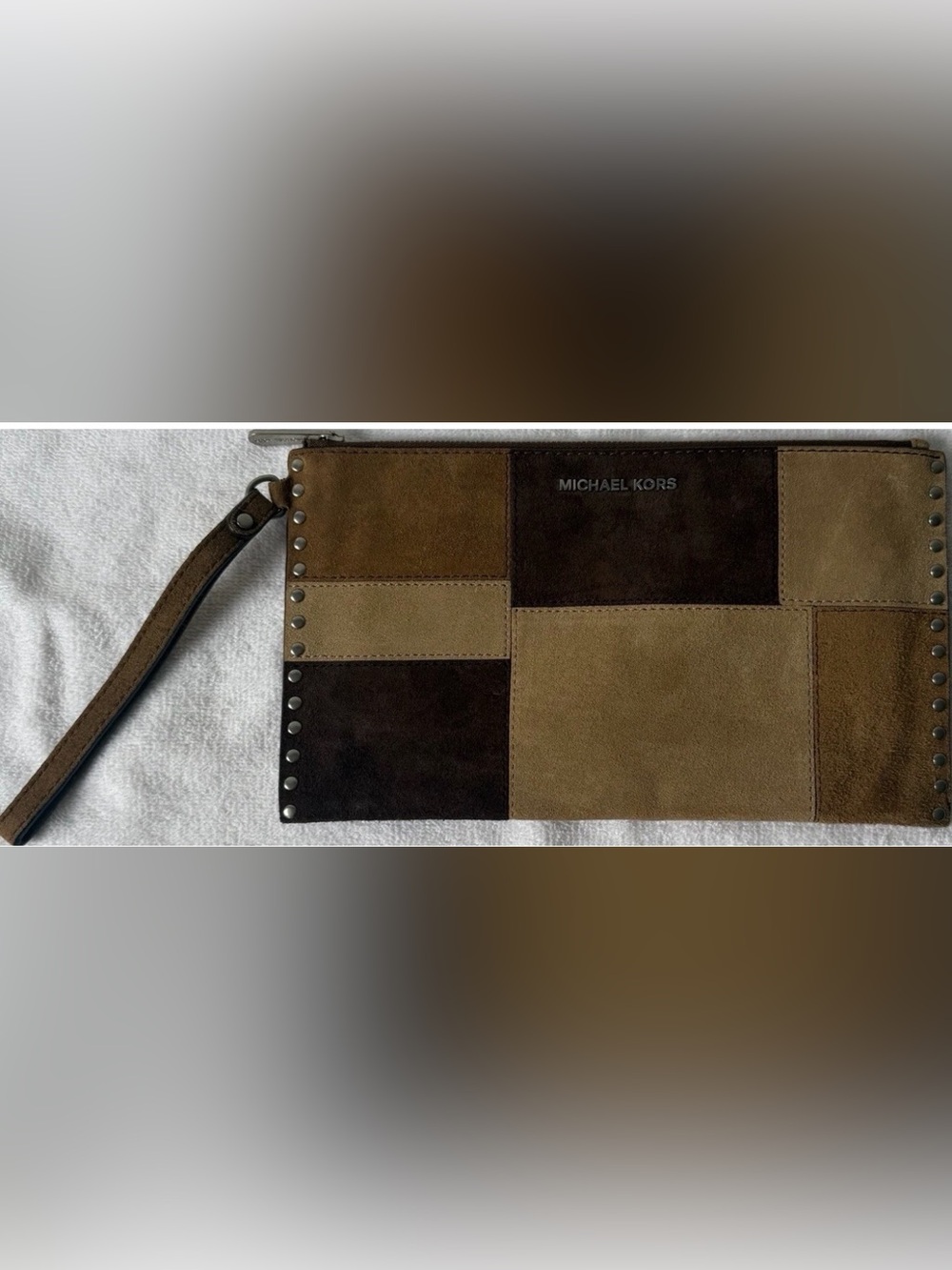 Michael Kors Small Zip-Around Wallet in Light Brown and Cream